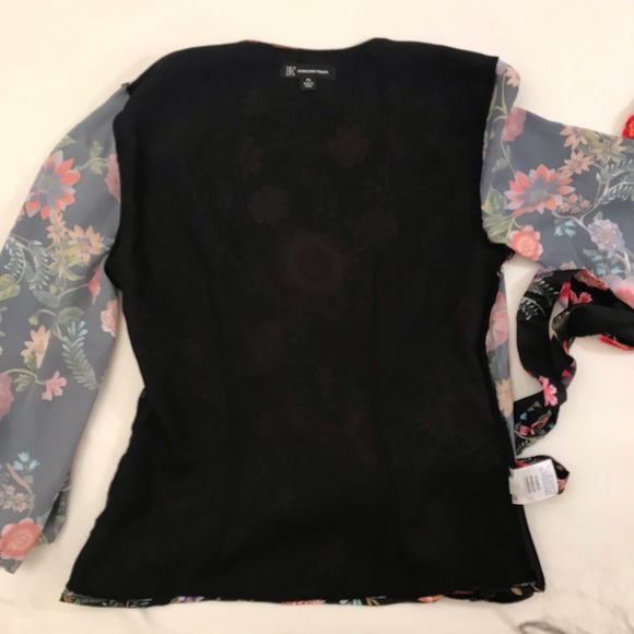 INC Floral on Black Crossover Blouse. NWOT - Picture 12 of 12